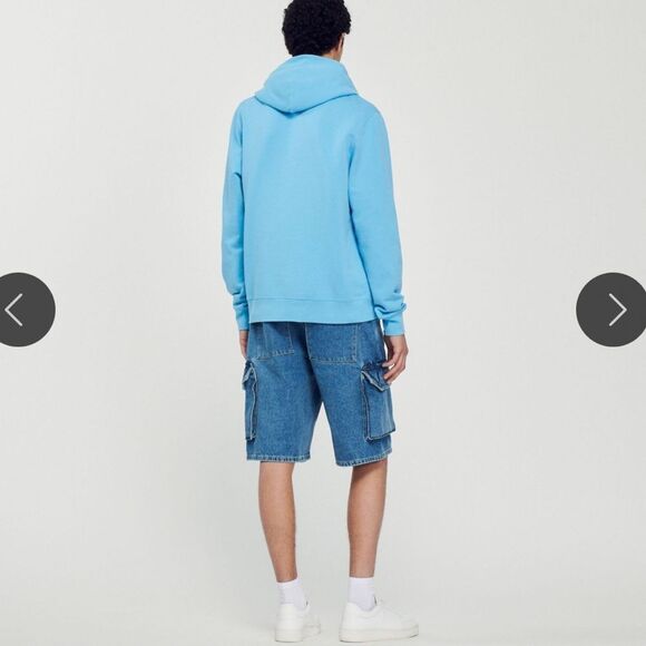 $340 Sandro Rabbit print blue hoodie sweatshirt NWT Small - Picture 4 of 10